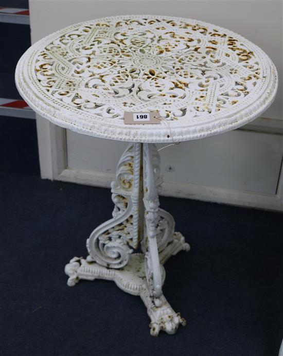 A Coalbrookdale cast iron garden table 60cm